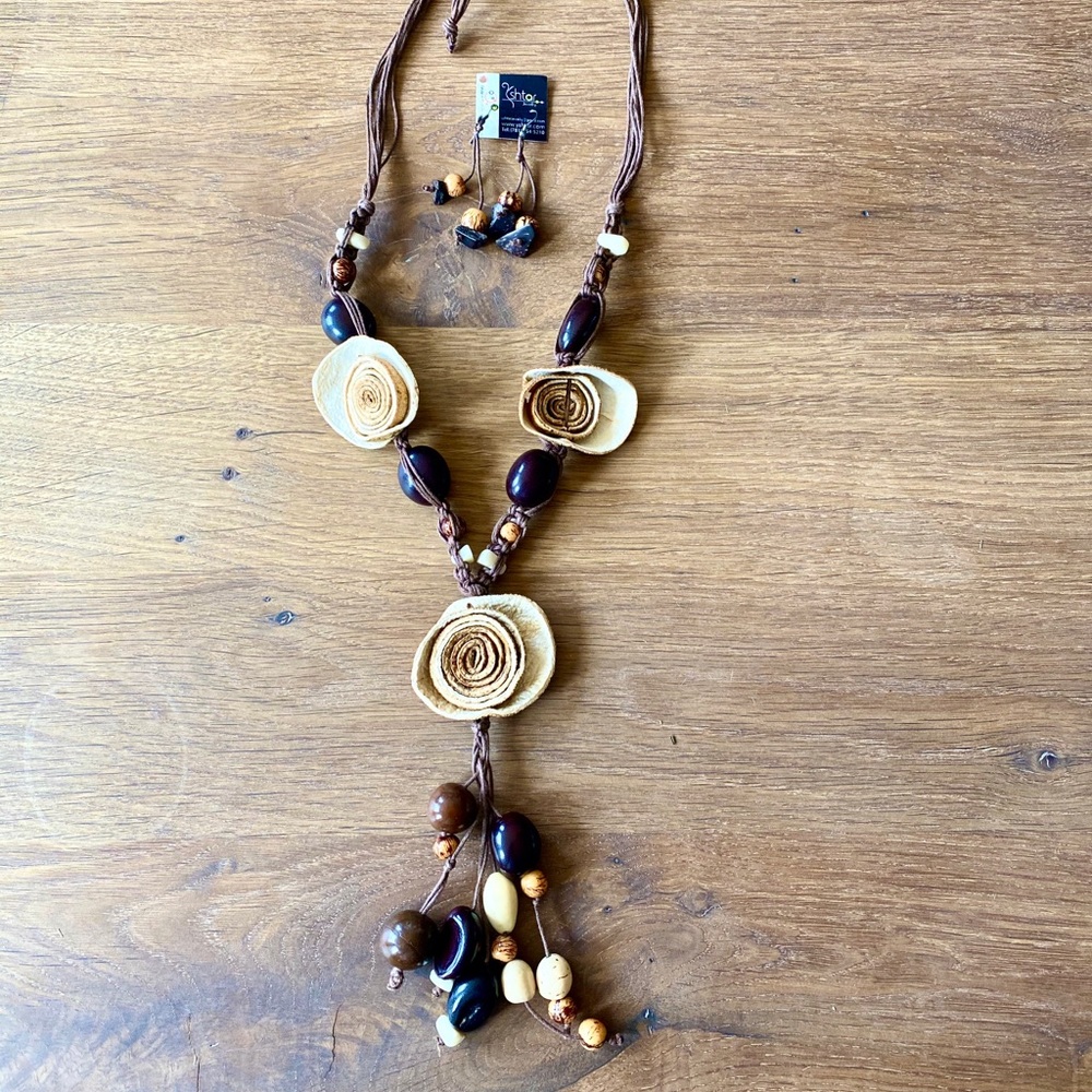 All natural handmade necklace & earrings set